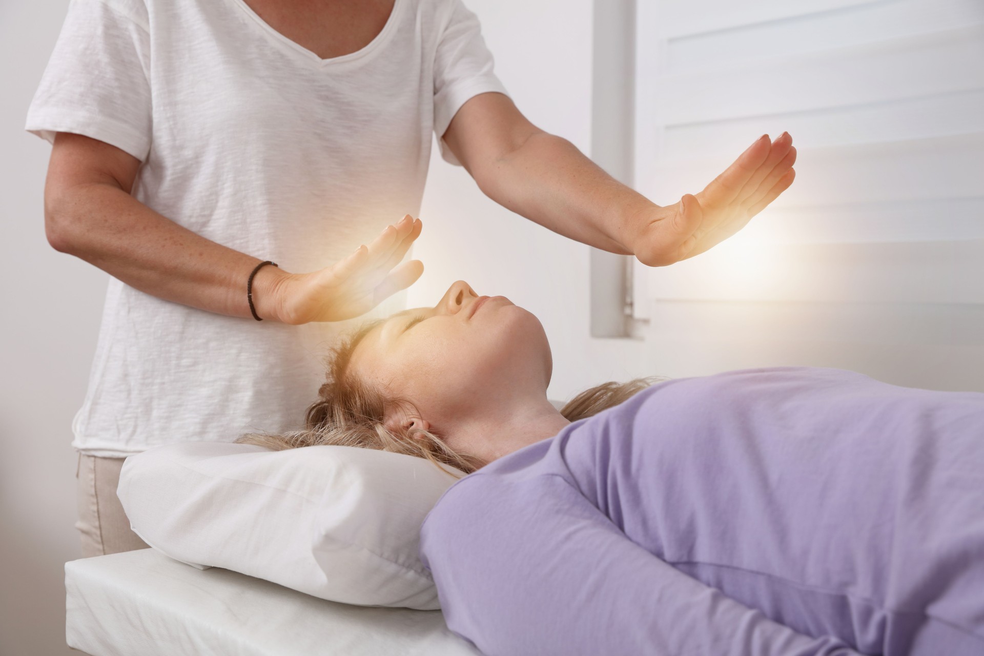Energy therapy, alternative medicine concept.